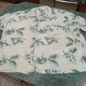 Knightsbridge Silk Aloha Hawaiian Shirt Bamboo Palm Men Size 3XL Big & Tall Luau